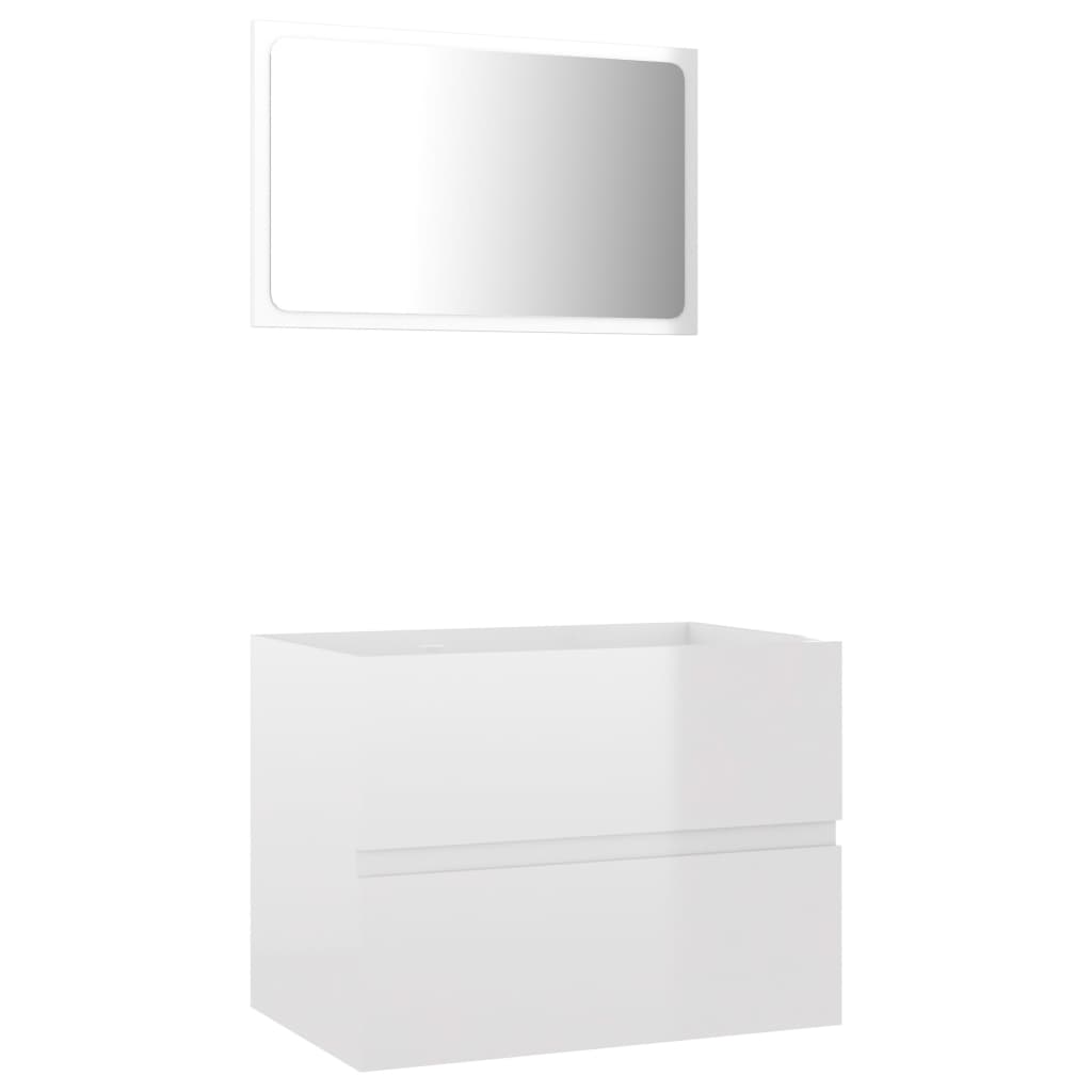 2 Piece Bathroom Furniture Set High Gloss White Engineered Wood - Newstart Furniture