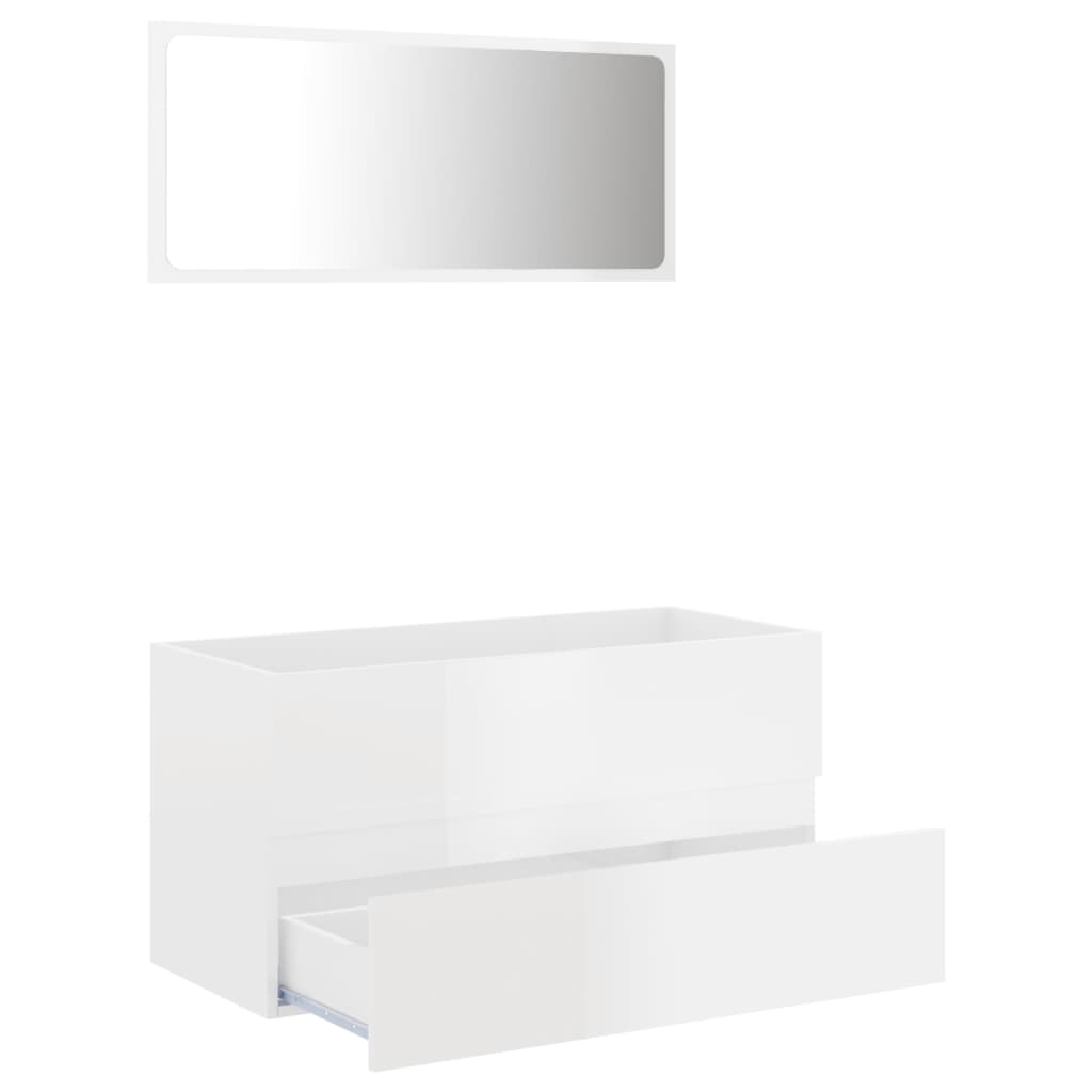 2 Piece Bathroom Furniture Set High Gloss White Engineered Wood - Newstart Furniture