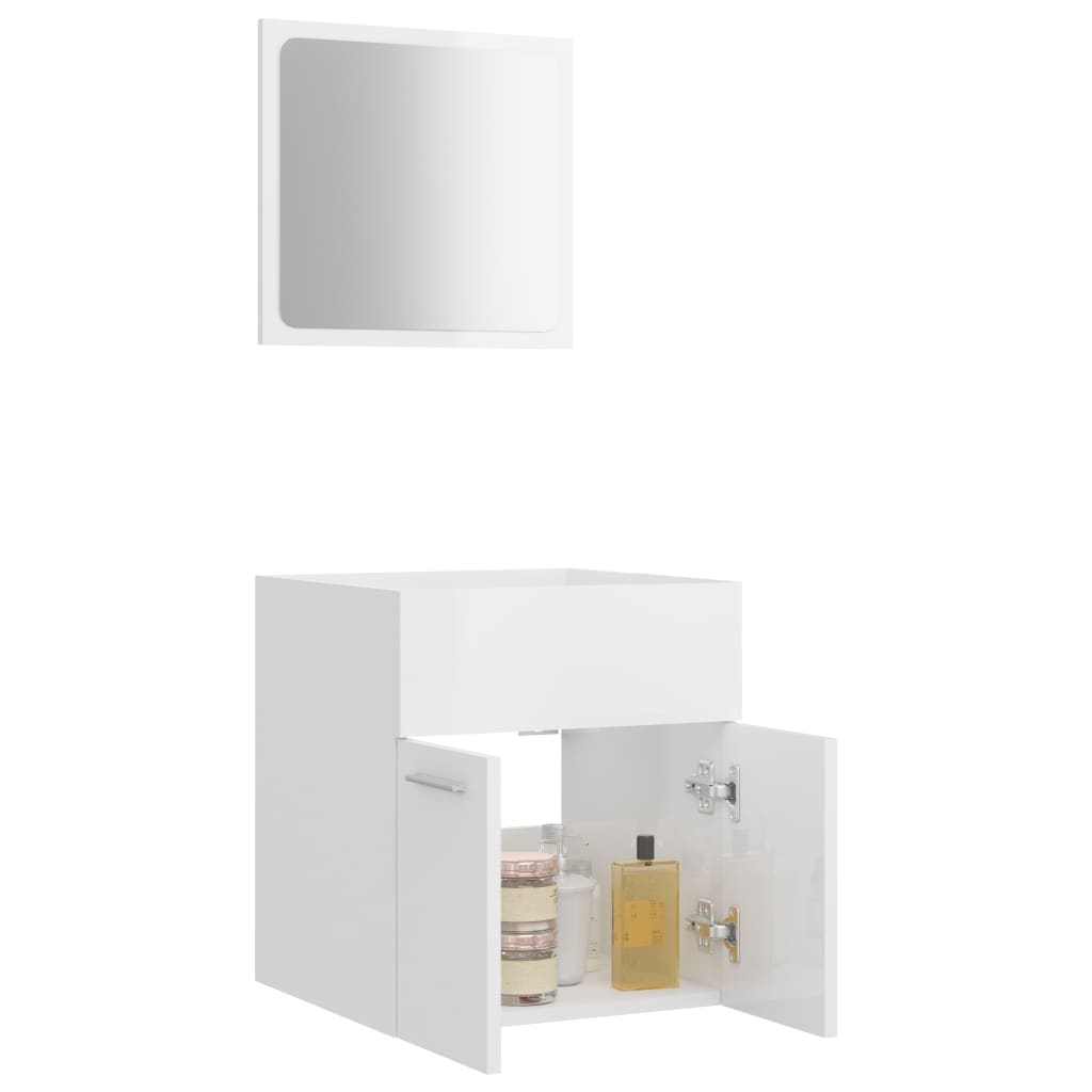 2 Piece Bathroom Furniture Set High Gloss White Engineered Wood - Newstart Furniture