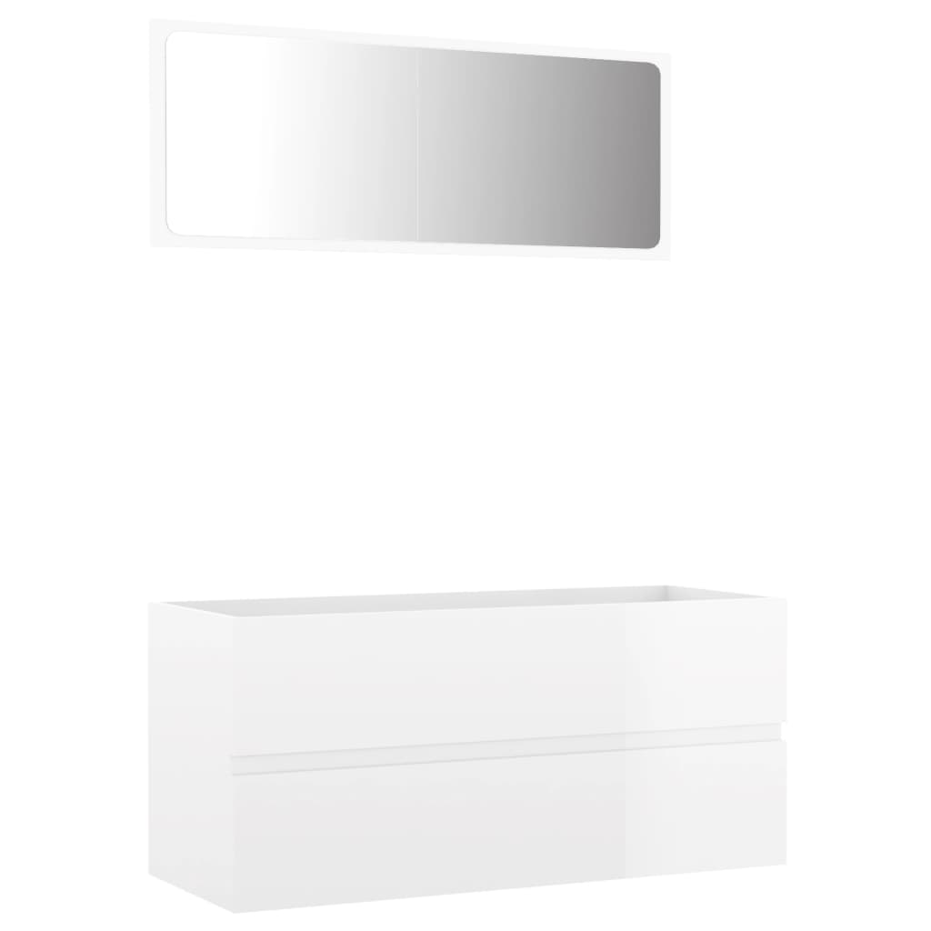 2 Piece Bathroom Furniture Set High Gloss White Engineered Wood - Newstart Furniture