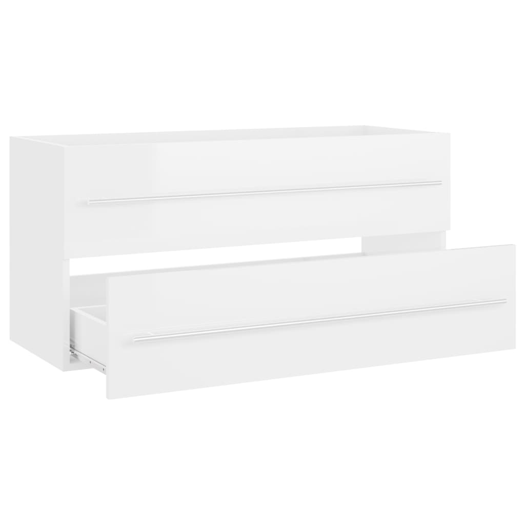 2 Piece Bathroom Furniture Set High Gloss White Engineered Wood - Newstart Furniture