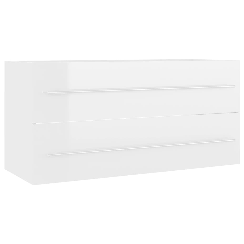 2 Piece Bathroom Furniture Set High Gloss White Engineered Wood - Newstart Furniture