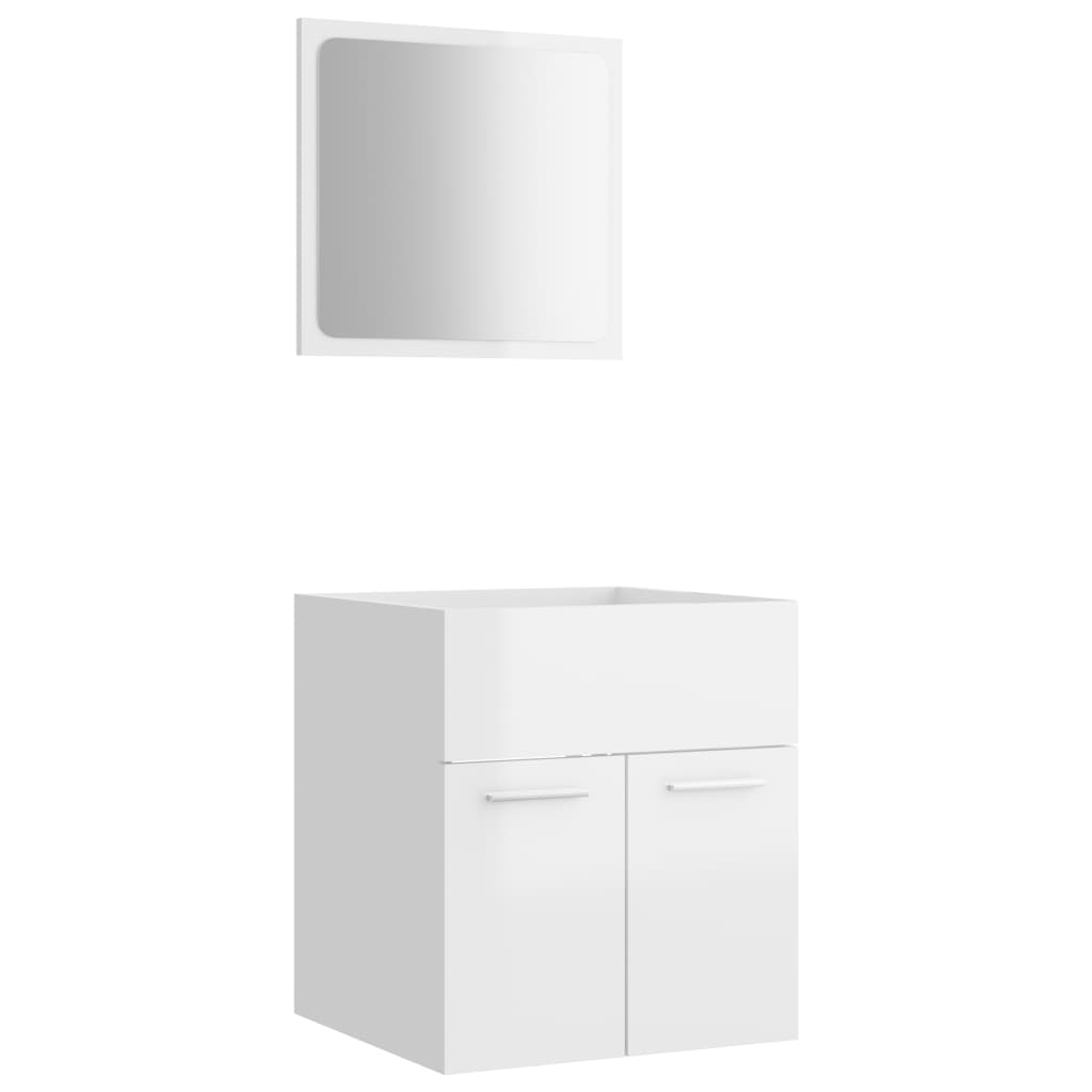 2 Piece Bathroom Furniture Set High Gloss White Engineered Wood - Newstart Furniture