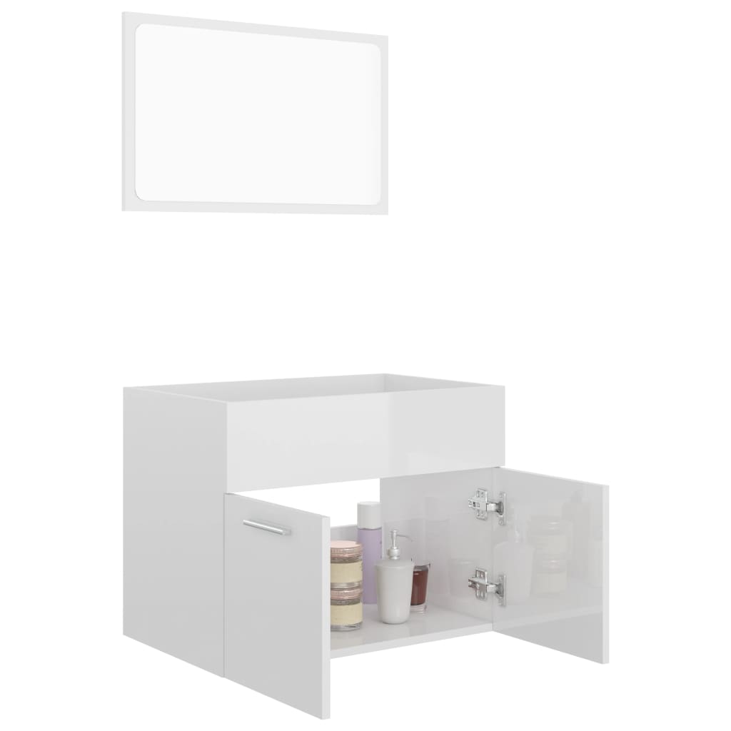 2 Piece Bathroom Furniture Set High Gloss White Engineered Wood - Newstart Furniture