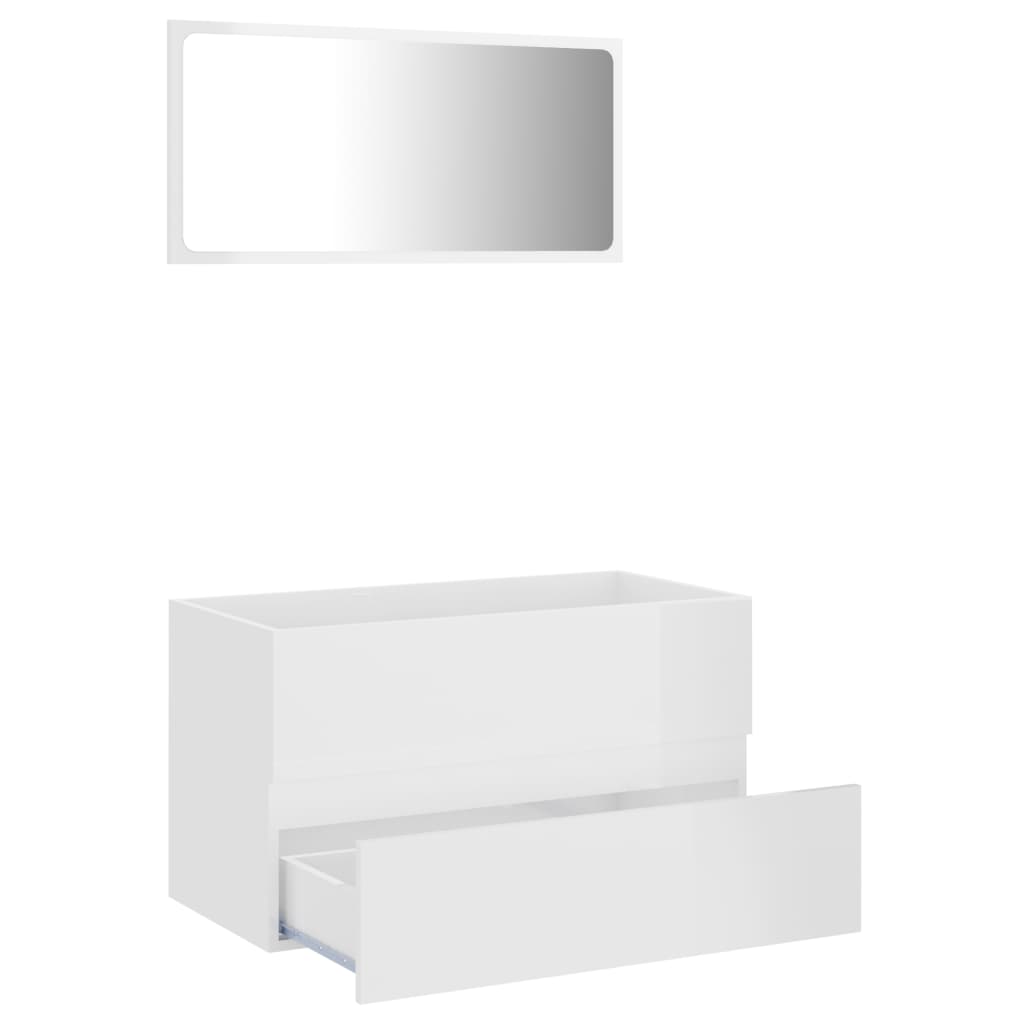 2 Piece Bathroom Furniture Set High Gloss White Engineered Wood - Newstart Furniture