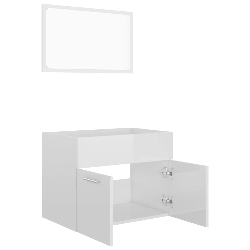 2 Piece Bathroom Furniture Set High Gloss White Engineered Wood - Newstart Furniture