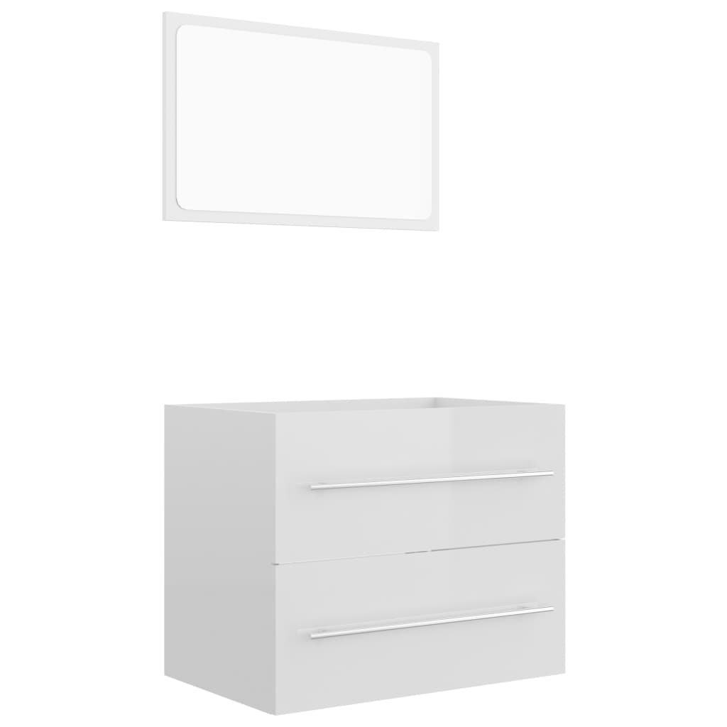 2 Piece Bathroom Furniture Set High Gloss White Engineered Wood - Newstart Furniture