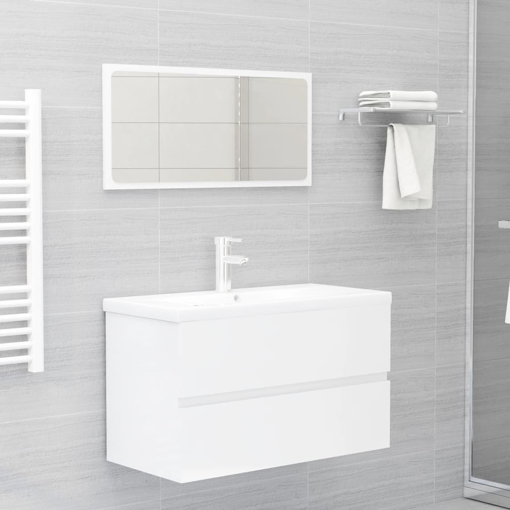 2 Piece Bathroom Furniture Set High Gloss White Engineered Wood - Newstart Furniture