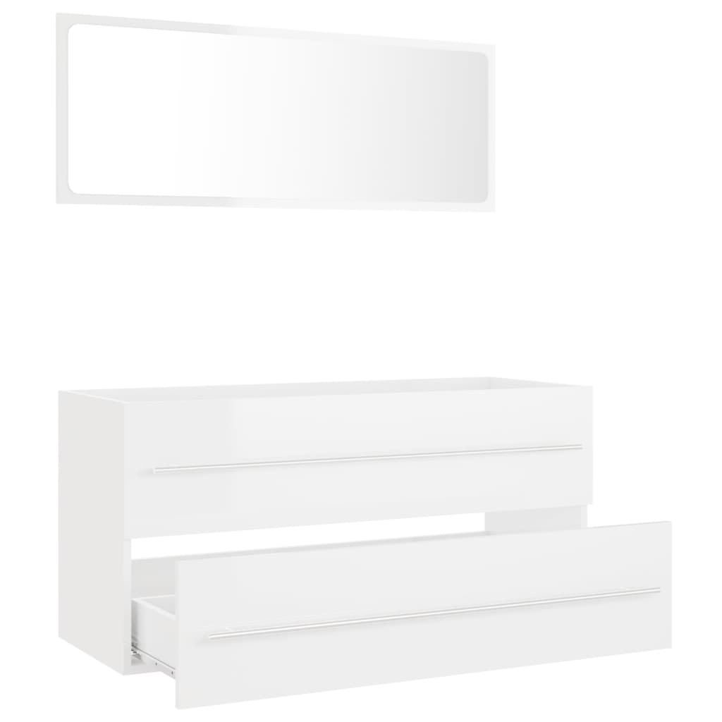 2 Piece Bathroom Furniture Set High Gloss White Engineered Wood - Newstart Furniture