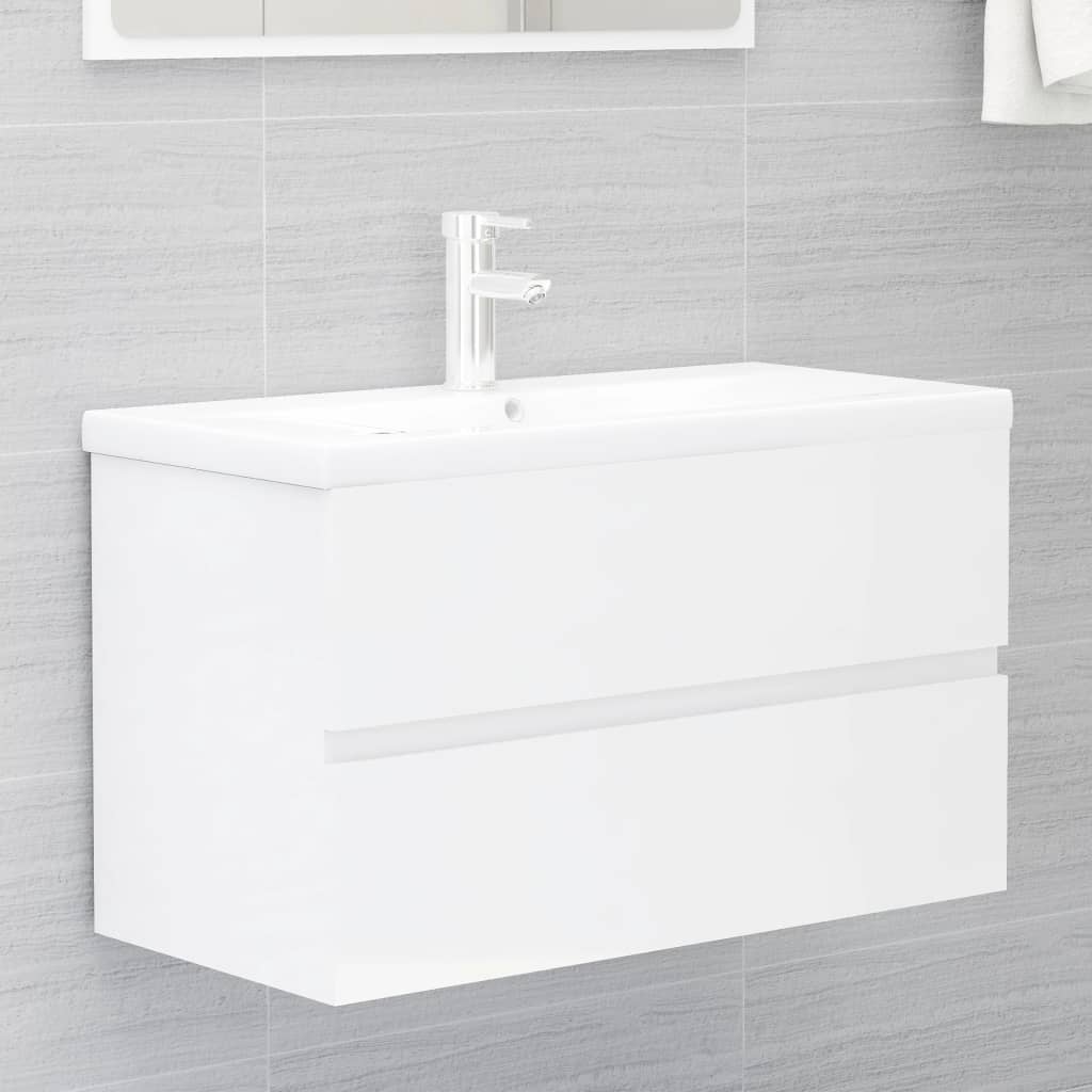 2 Piece Bathroom Furniture Set High Gloss White Engineered Wood - Newstart Furniture