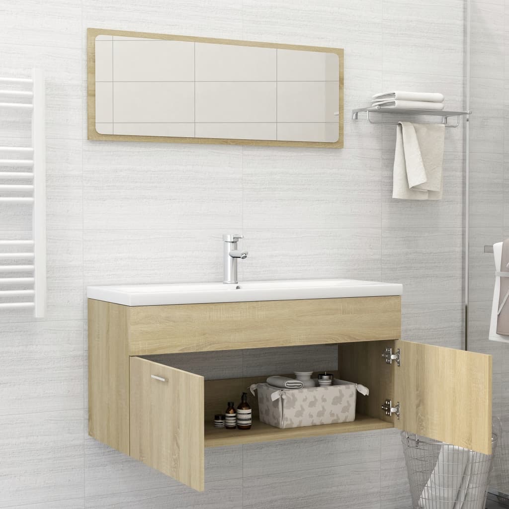 2 Piece Bathroom Furniture Set Sonoma Oak Engineered Wood - Newstart Furniture