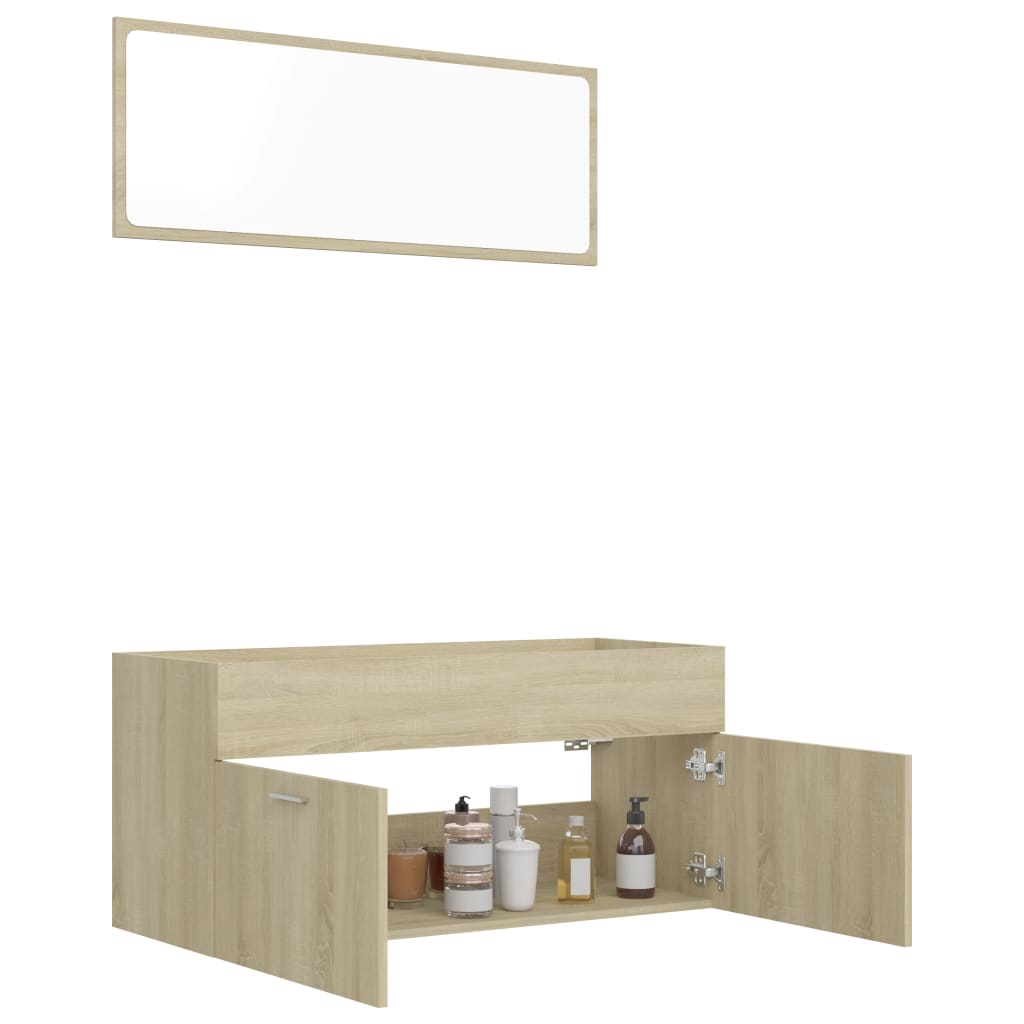 2 Piece Bathroom Furniture Set Sonoma Oak Engineered Wood - Newstart Furniture