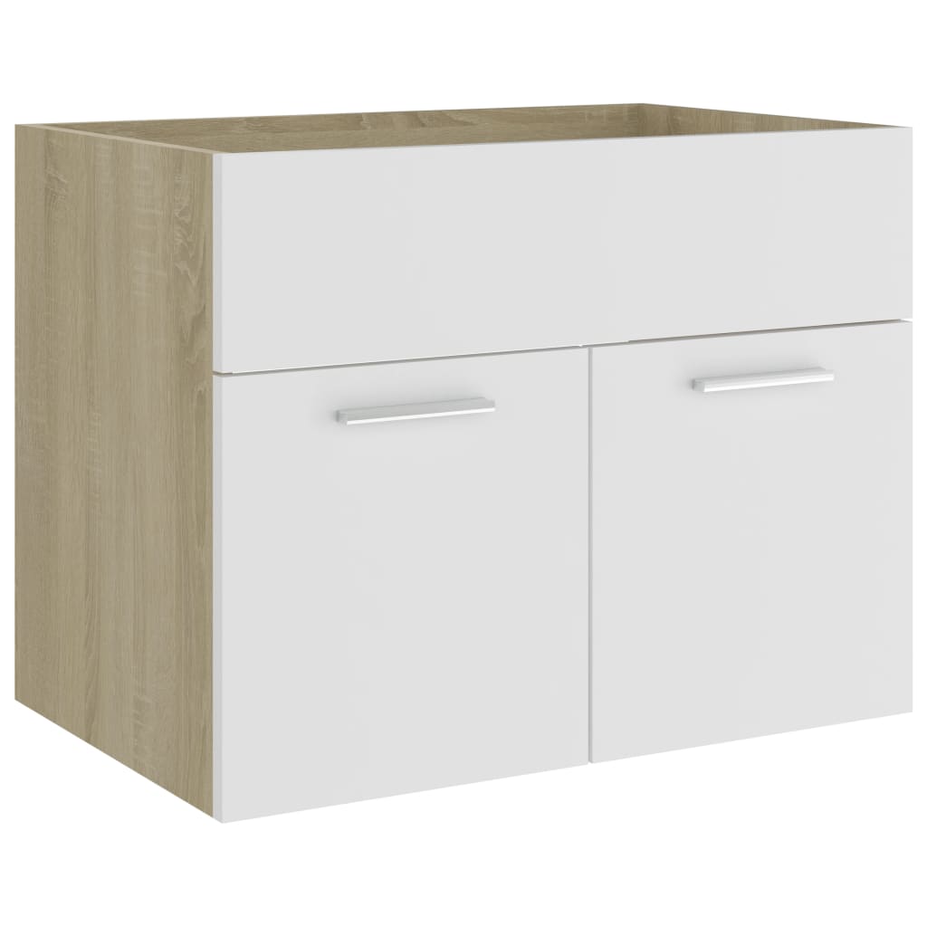 2 Piece Bathroom Furniture Set White and Sonoma Oak Engineered Wood - Newstart Furniture