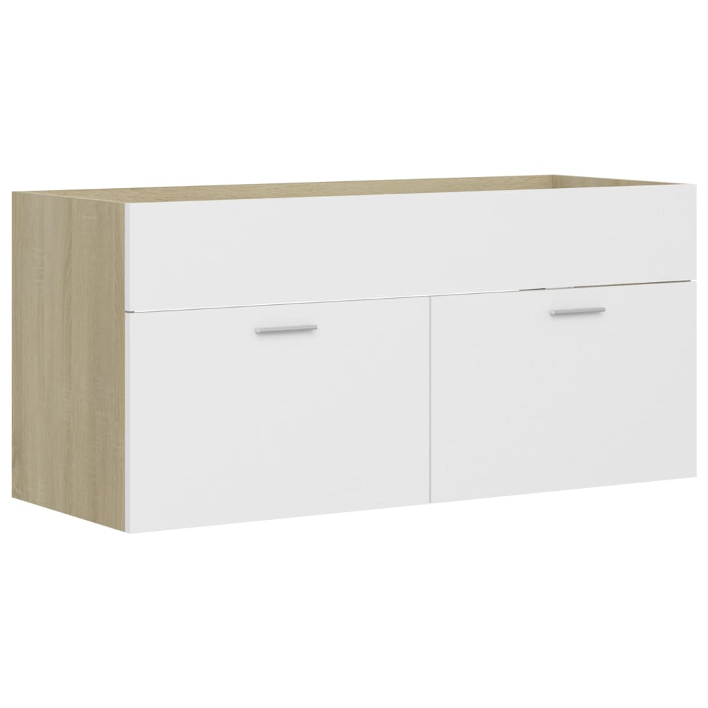 2 Piece Bathroom Furniture Set White and Sonoma Oak Engineered Wood - Newstart Furniture