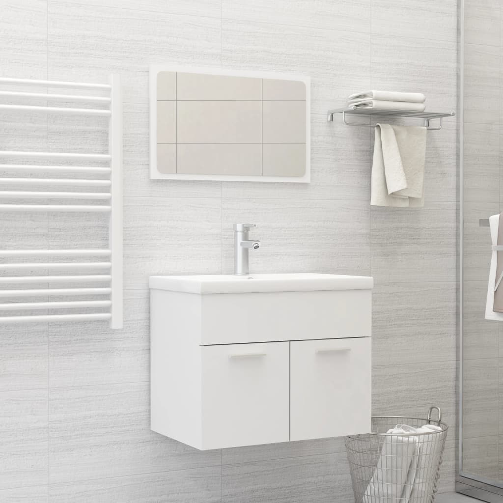 2 Piece Bathroom Furniture Set White Engineered Wood - Newstart Furniture