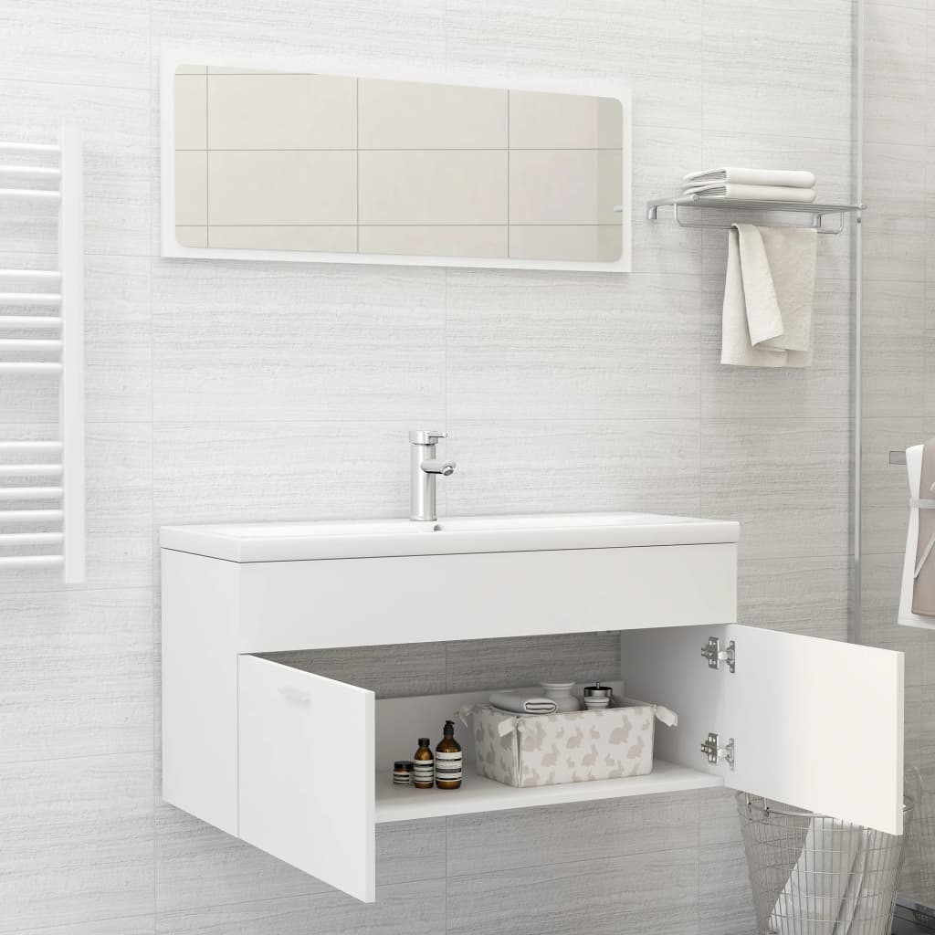 2 Piece Bathroom Furniture Set White Engineered Wood - Newstart Furniture