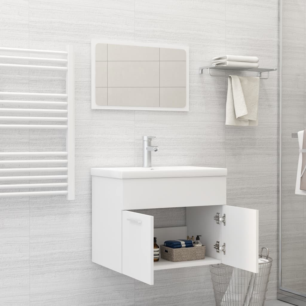 2 Piece Bathroom Furniture Set White Engineered Wood - Newstart Furniture