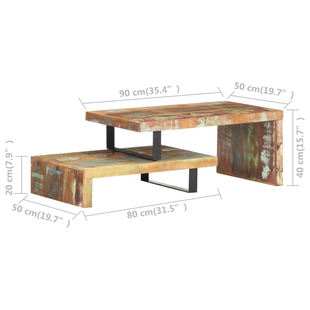 2 Piece Coffee Table Set Solid Reclaimed Wood - Newstart Furniture