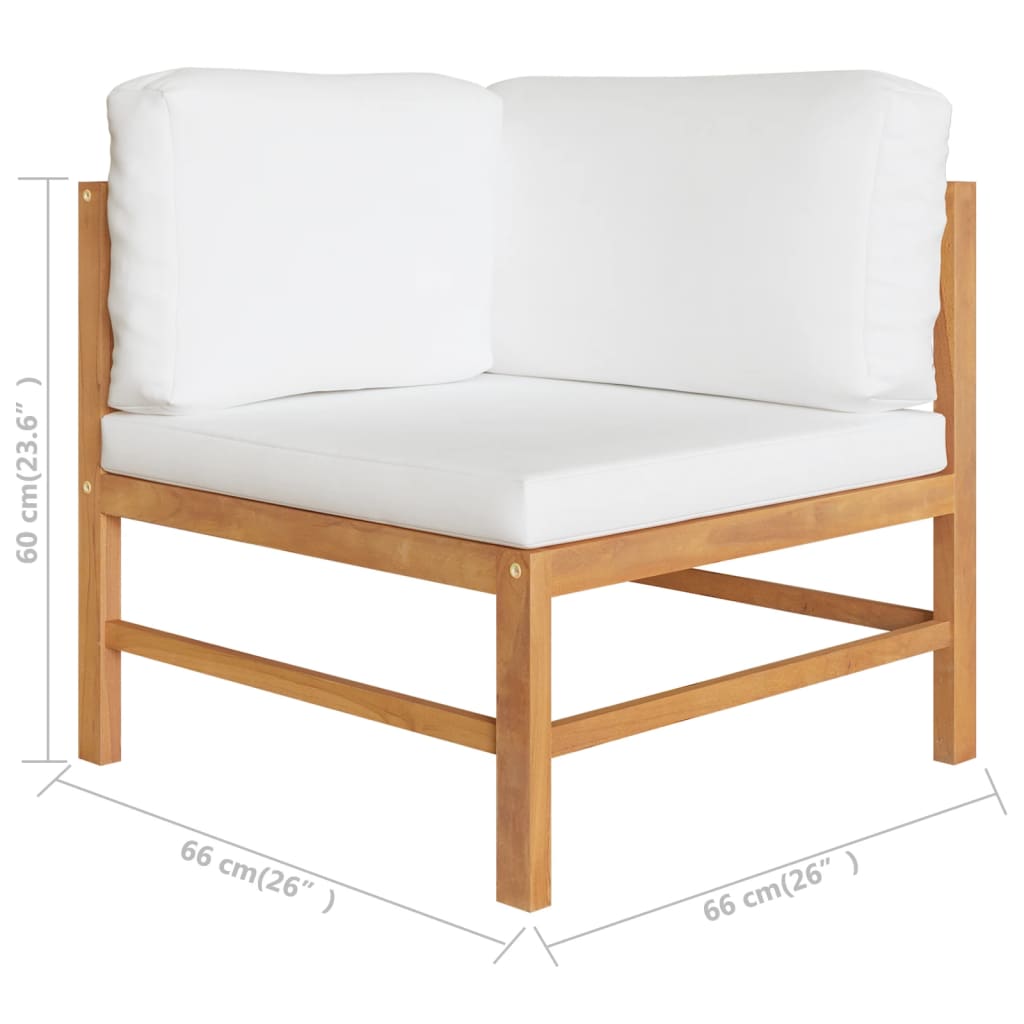 2 Piece Garden Lounge Set with Cream Cushions Teak Wood - Newstart Furniture