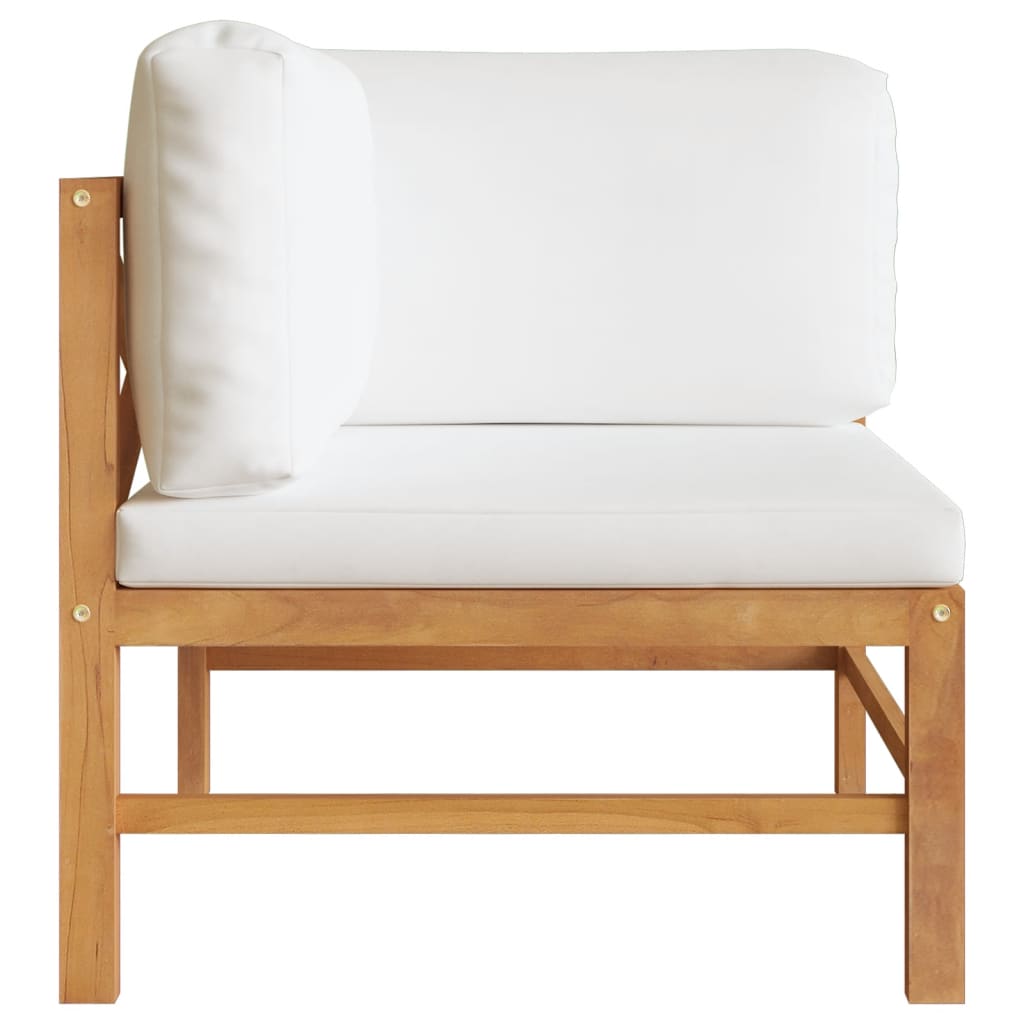 2 Piece Garden Lounge Set with Cream Cushions Teak Wood - Newstart Furniture