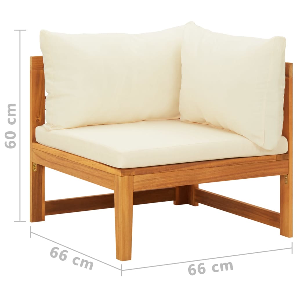 2 Piece Garden Lounge Set with Cream White Cushions Acacia Wood - Newstart Furniture