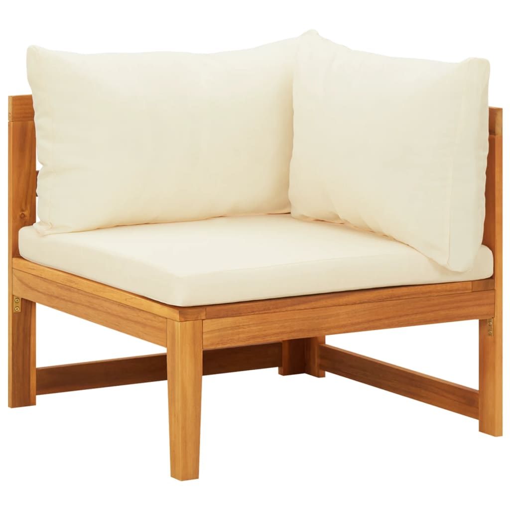 2 Piece Garden Lounge Set with Cream White Cushions Acacia Wood - Newstart Furniture