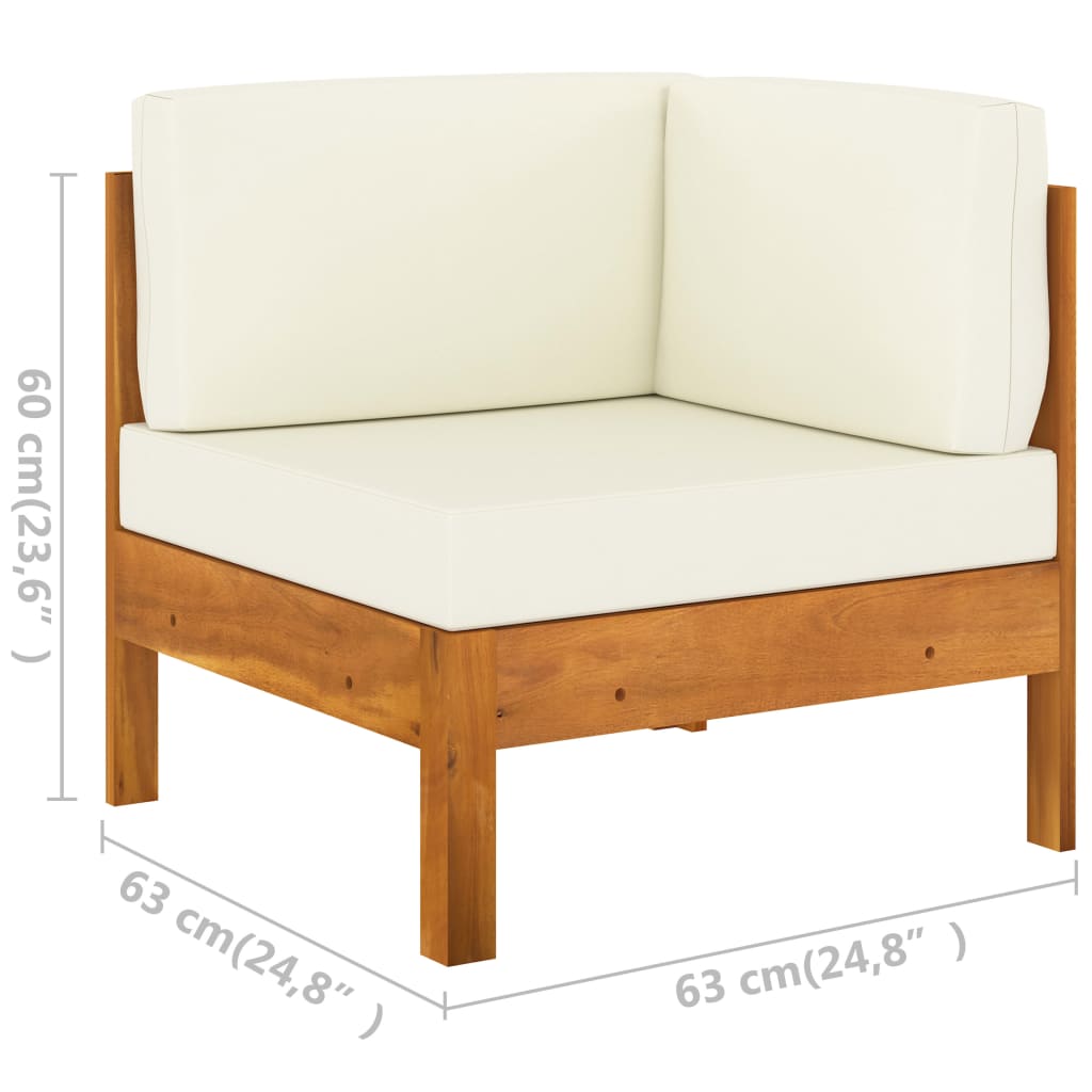 2 Piece Garden Lounge Set with Cream White Cushions Acacia Wood - Newstart Furniture