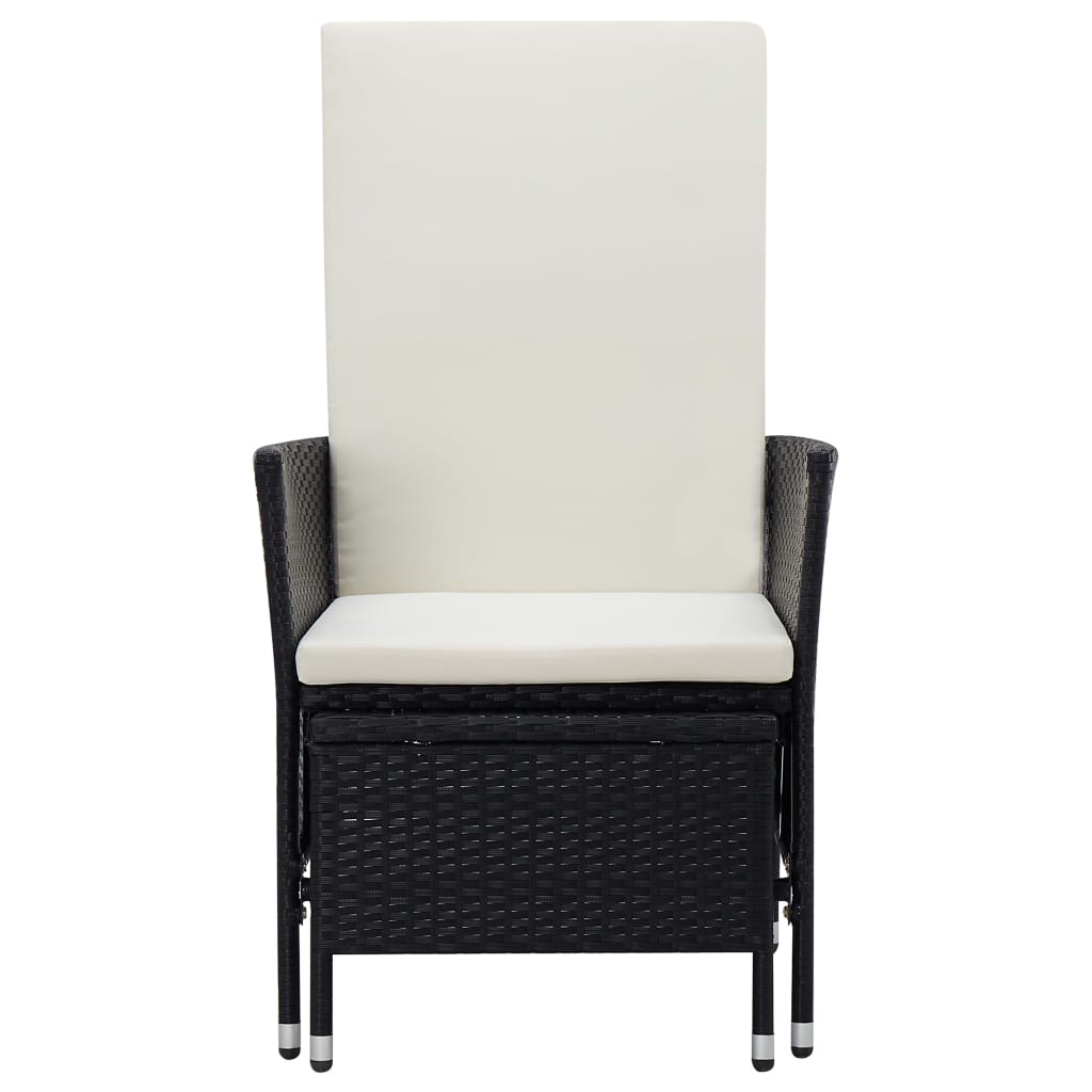 2 Piece Garden Lounge Set with Cushions Poly Rattan Black - Newstart Furniture