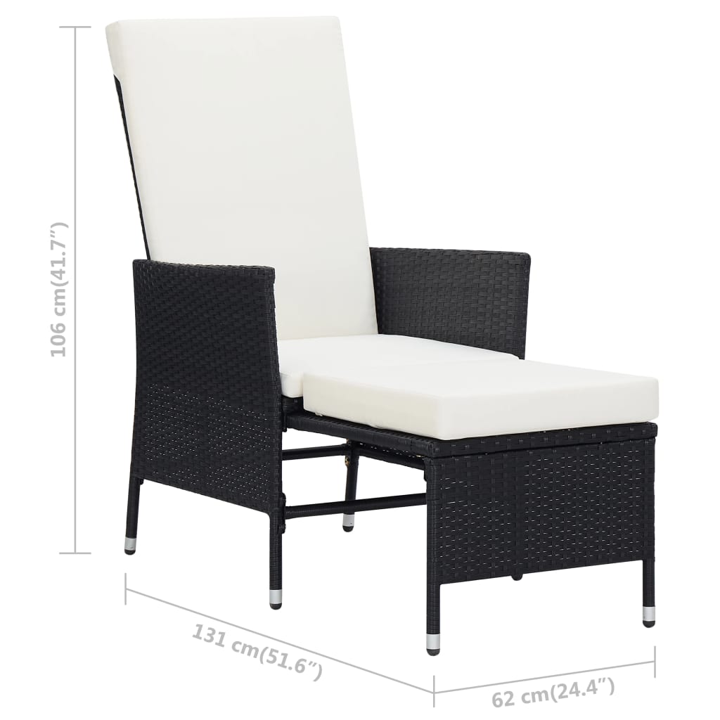 2 Piece Garden Lounge Set with Cushions Poly Rattan Black - Newstart Furniture