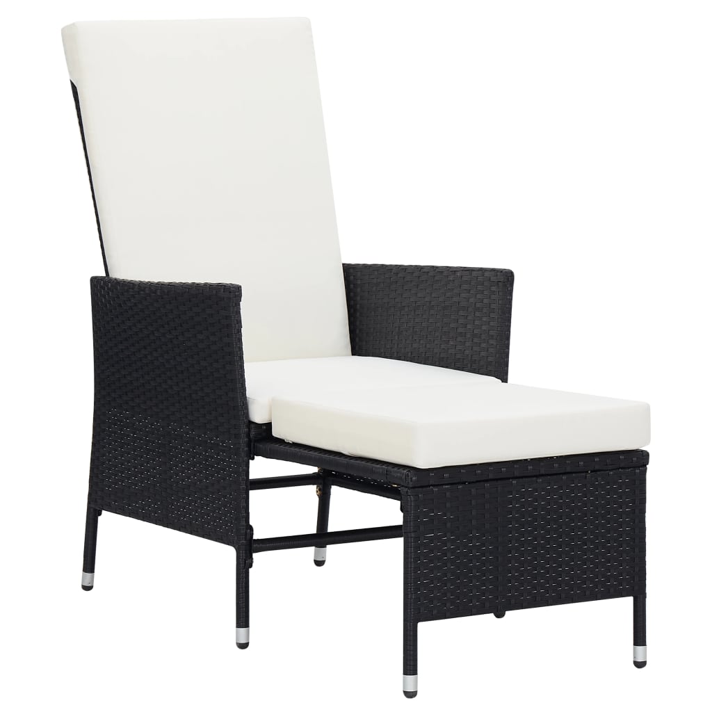 2 Piece Garden Lounge Set with Cushions Poly Rattan Black - Newstart Furniture