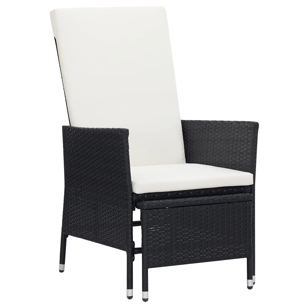 2 Piece Garden Lounge Set with Cushions Poly Rattan Black - Newstart Furniture