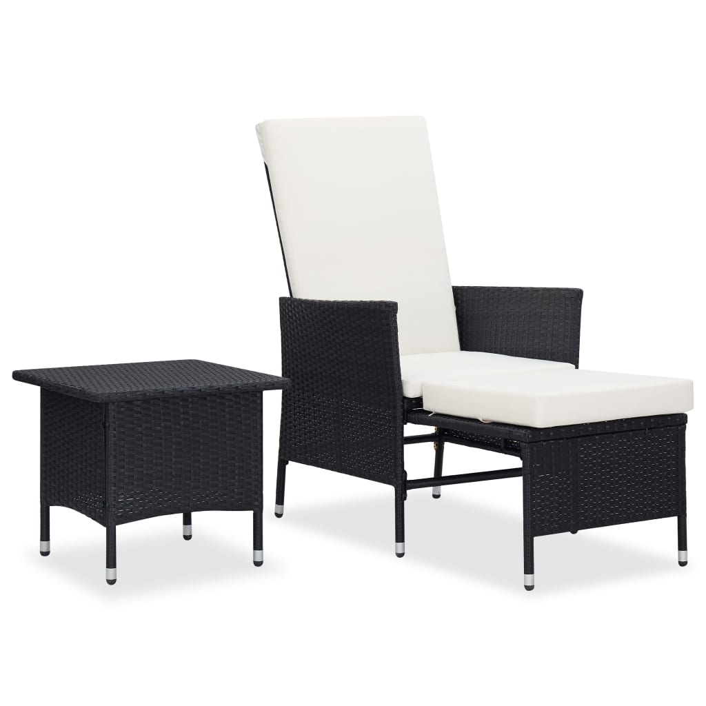 2 Piece Garden Lounge Set with Cushions Poly Rattan Black - Newstart Furniture