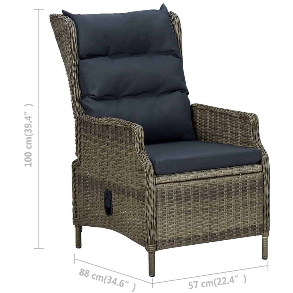 2 Piece Garden Lounge Set with Cushions Poly Rattan Brown - Newstart Furniture