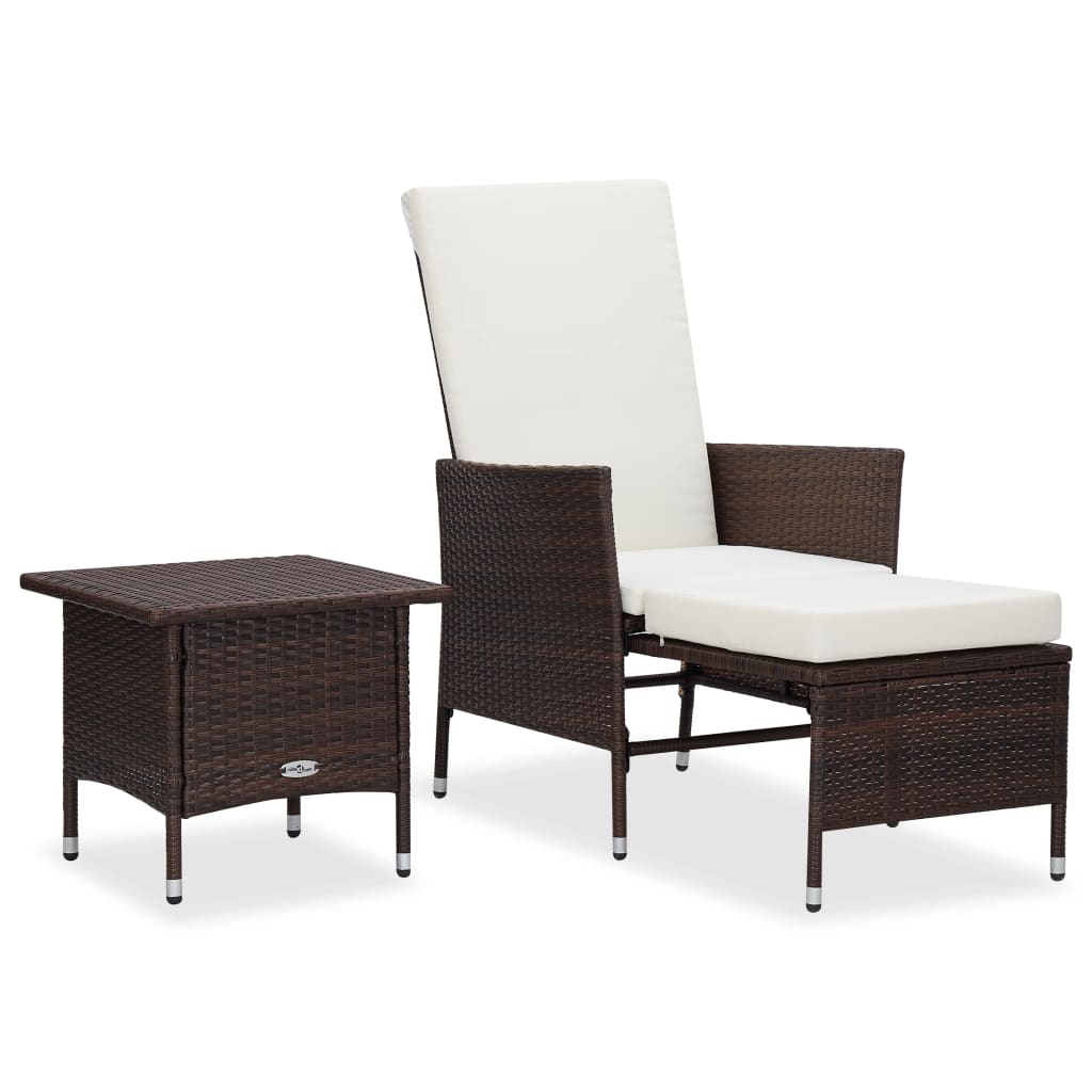 2 Piece Garden Lounge Set with Cushions Poly Rattan Brown - Newstart Furniture