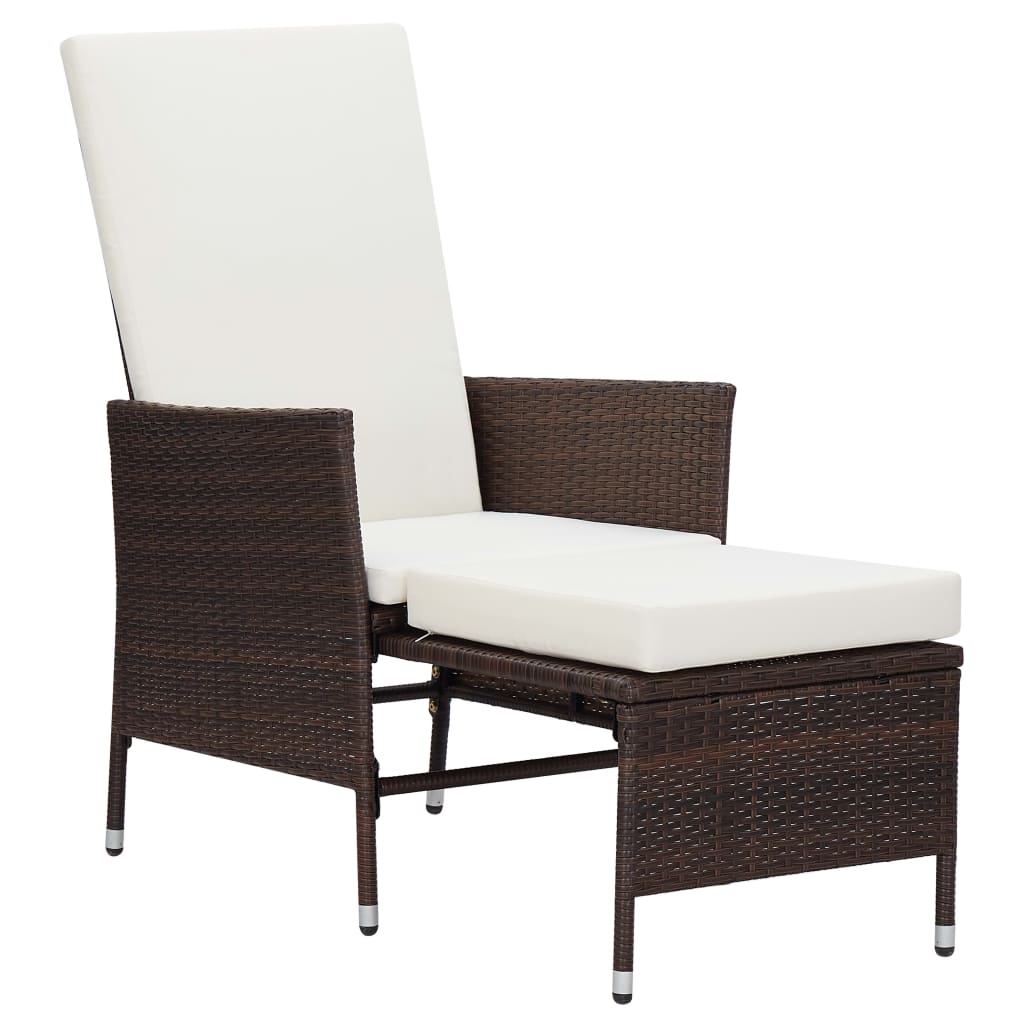 2 Piece Garden Lounge Set with Cushions Poly Rattan Brown - Newstart Furniture