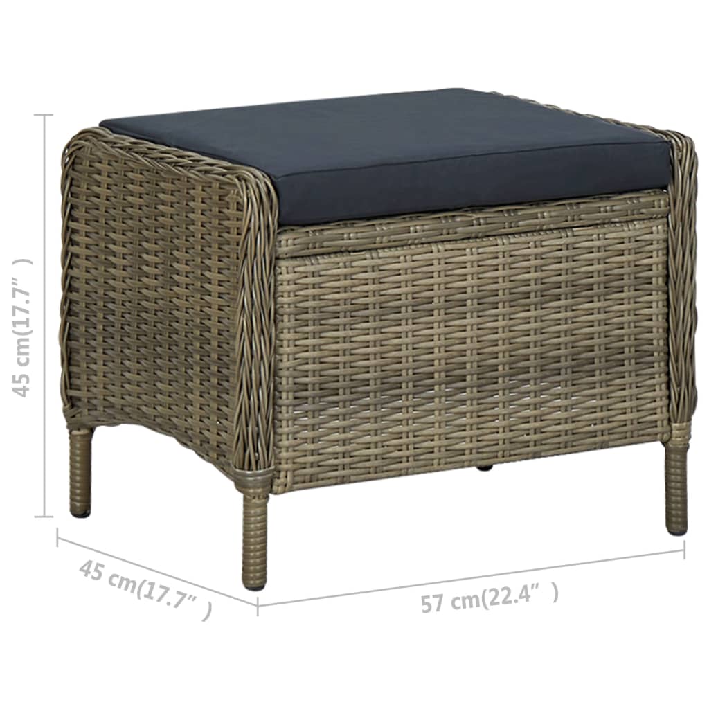 2 Piece Garden Lounge Set with Cushions Poly Rattan Brown - Newstart Furniture