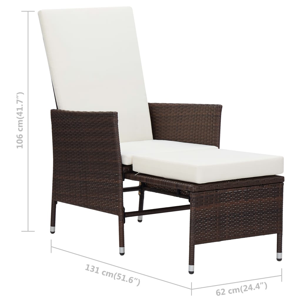 2 Piece Garden Lounge Set with Cushions Poly Rattan Brown - Newstart Furniture