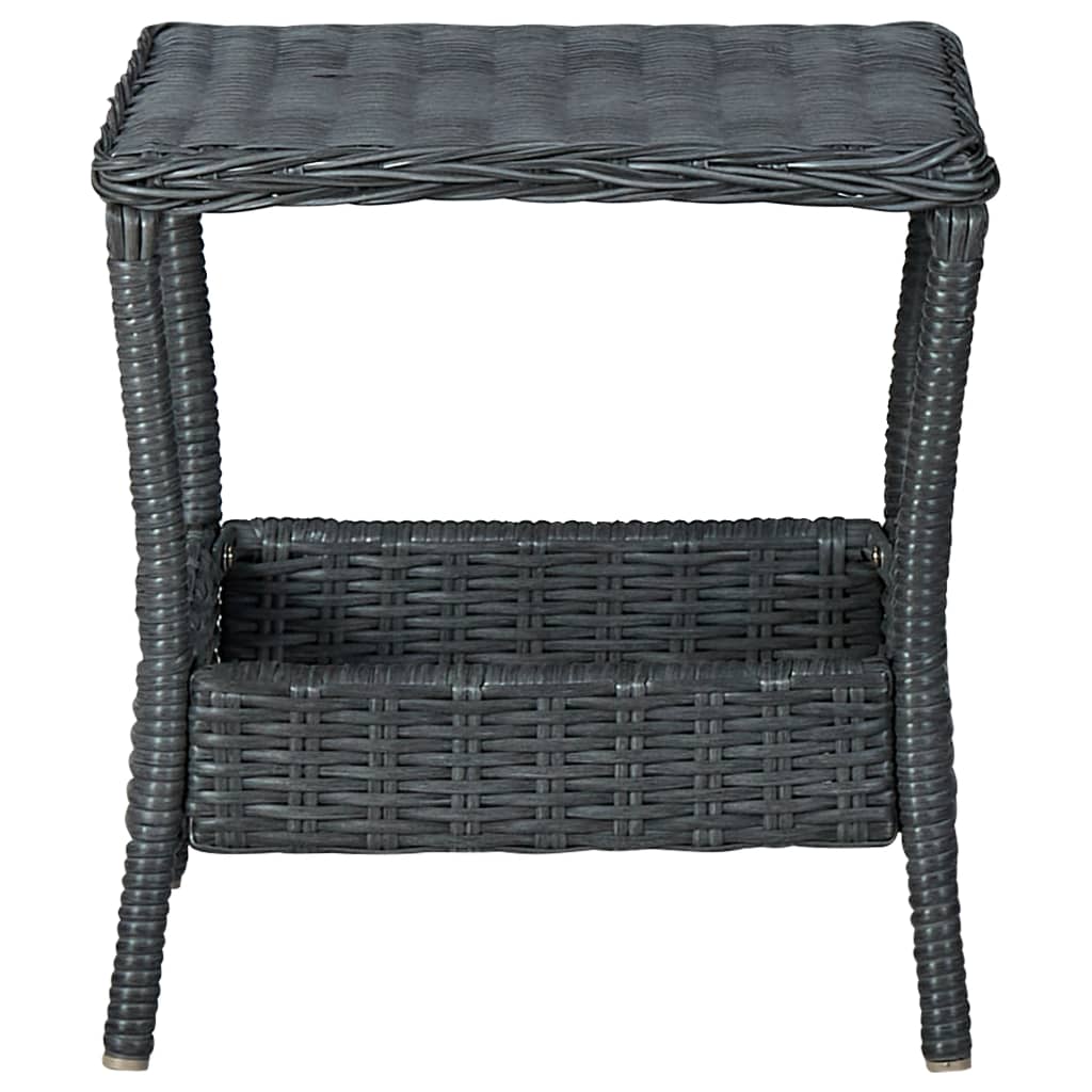 2 Piece Garden Lounge Set with Cushions Poly Rattan Dark Grey - Newstart Furniture