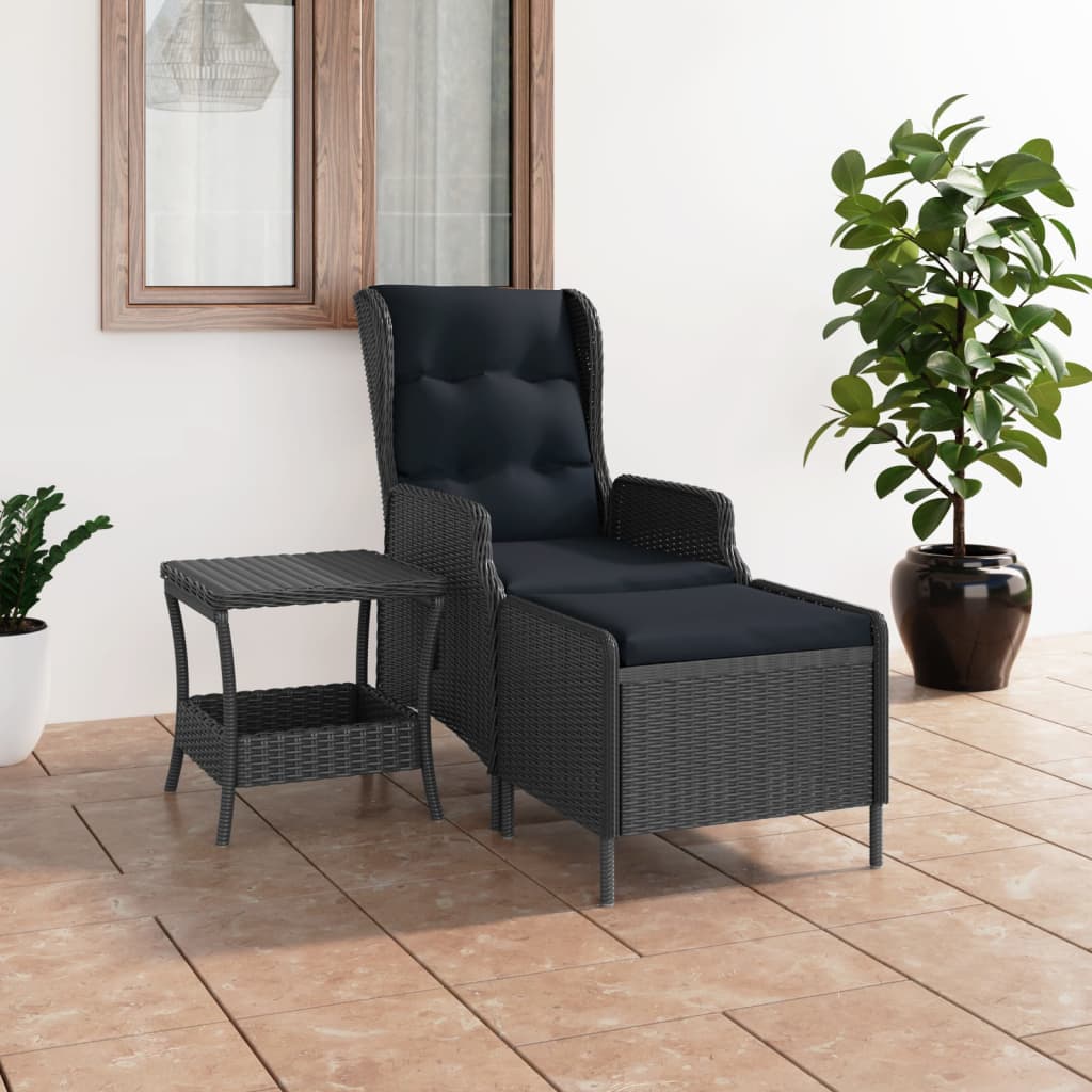 2 Piece Garden Lounge Set with Cushions Poly Rattan Dark Grey - Newstart Furniture