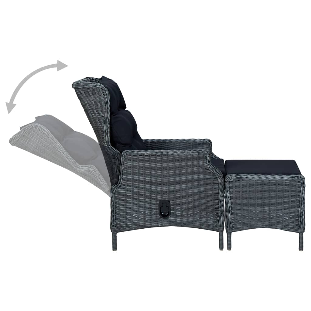 2 Piece Garden Lounge Set with Cushions Poly Rattan Dark Grey - Newstart Furniture