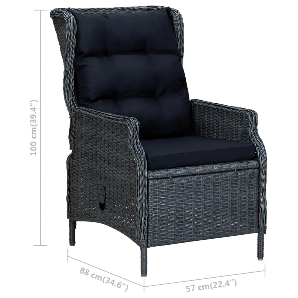 2 Piece Garden Lounge Set with Cushions Poly Rattan Dark Grey - Newstart Furniture