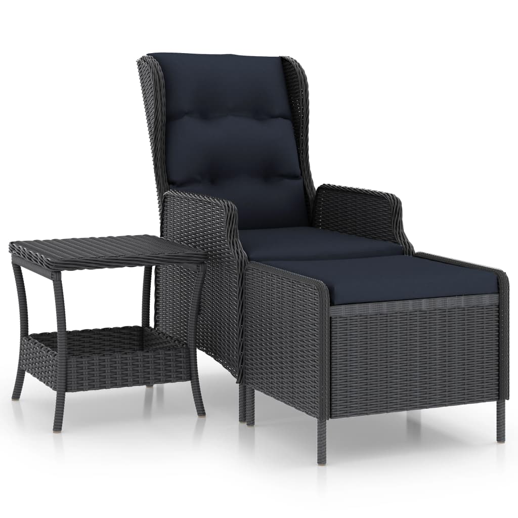 2 Piece Garden Lounge Set with Cushions Poly Rattan Dark Grey - Newstart Furniture