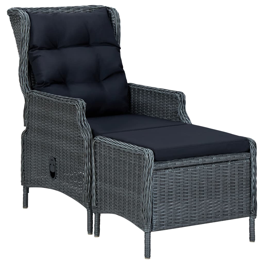 2 Piece Garden Lounge Set with Cushions Poly Rattan Dark Grey - Newstart Furniture