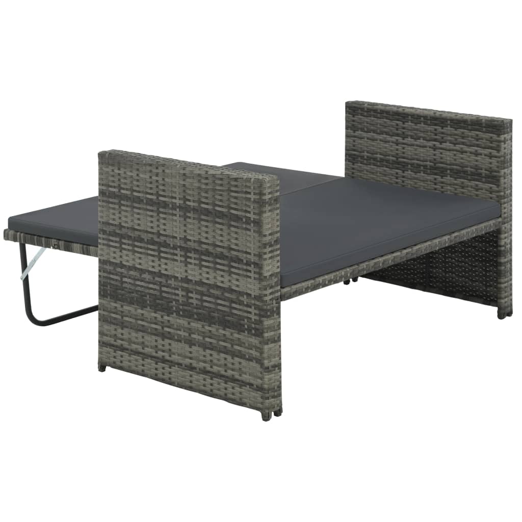 2 Piece Garden Lounge Set with Cushions Poly Rattan Grey - Newstart Furniture