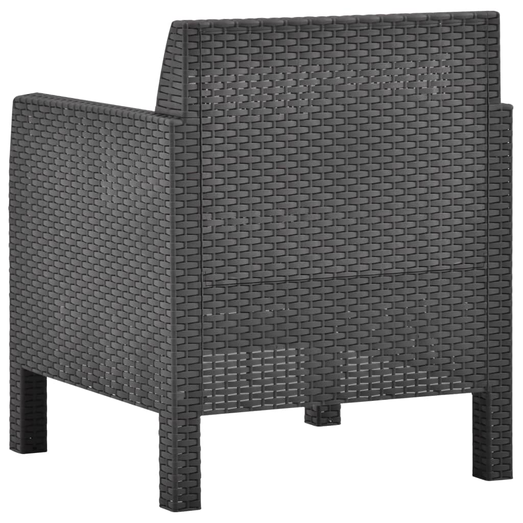 2 Piece Garden Lounge Set with Cushions PP Rattan Anthracite - Newstart Furniture