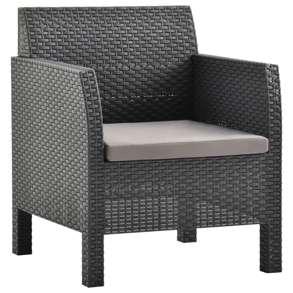 2 Piece Garden Lounge Set with Cushions PP Rattan Anthracite - Newstart Furniture