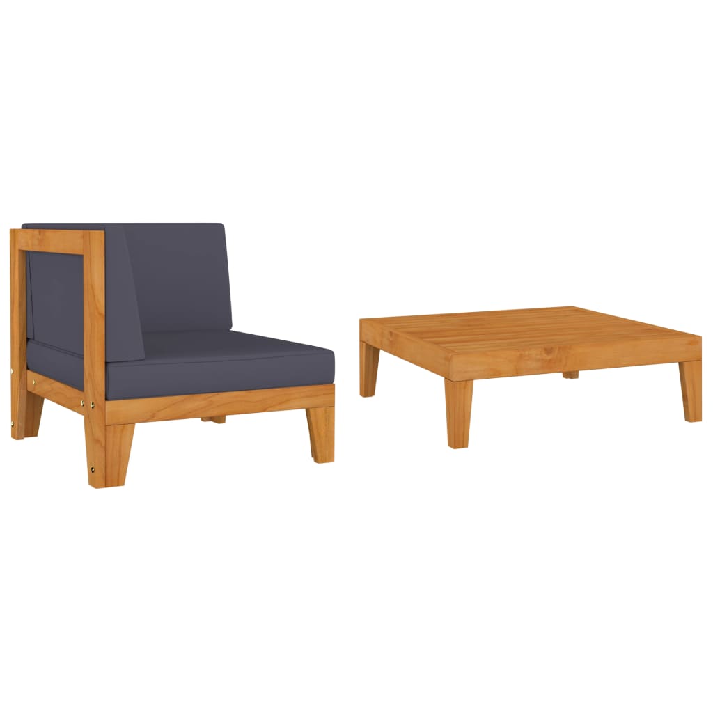 2 Piece Garden Lounge Set with Cushions Solid Acacia Wood - Newstart Furniture