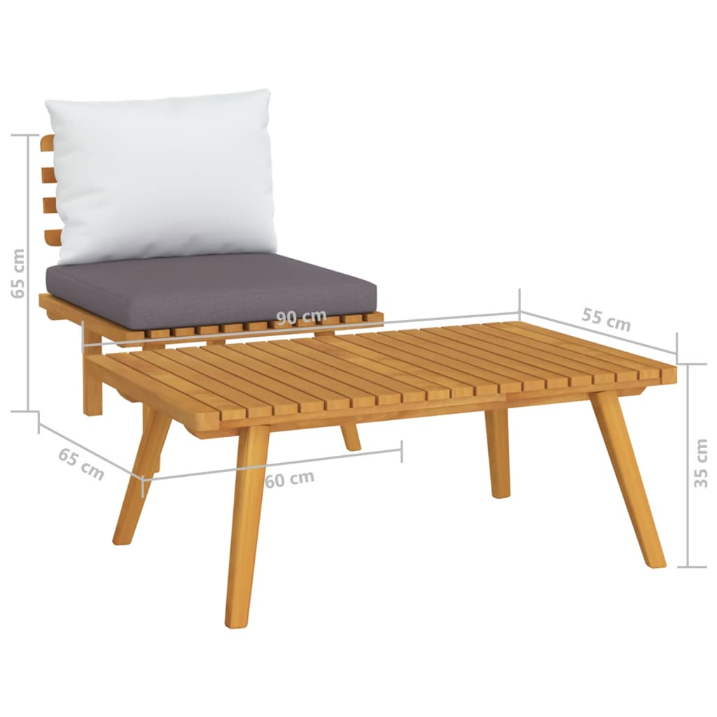 2 Piece Garden Lounge Set with Cushions Solid Acacia Wood - Newstart Furniture