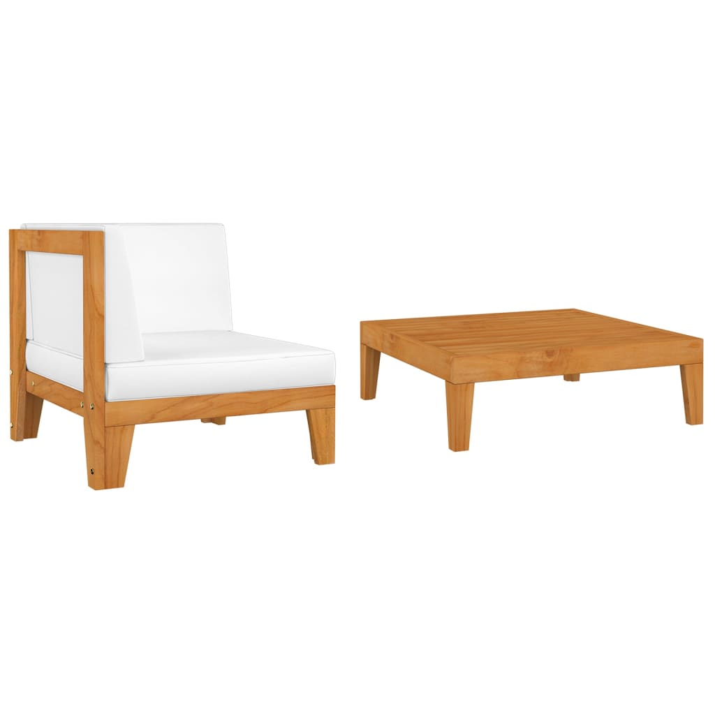 2 Piece Garden Lounge Set with Cushions Solid Acacia Wood - Newstart Furniture