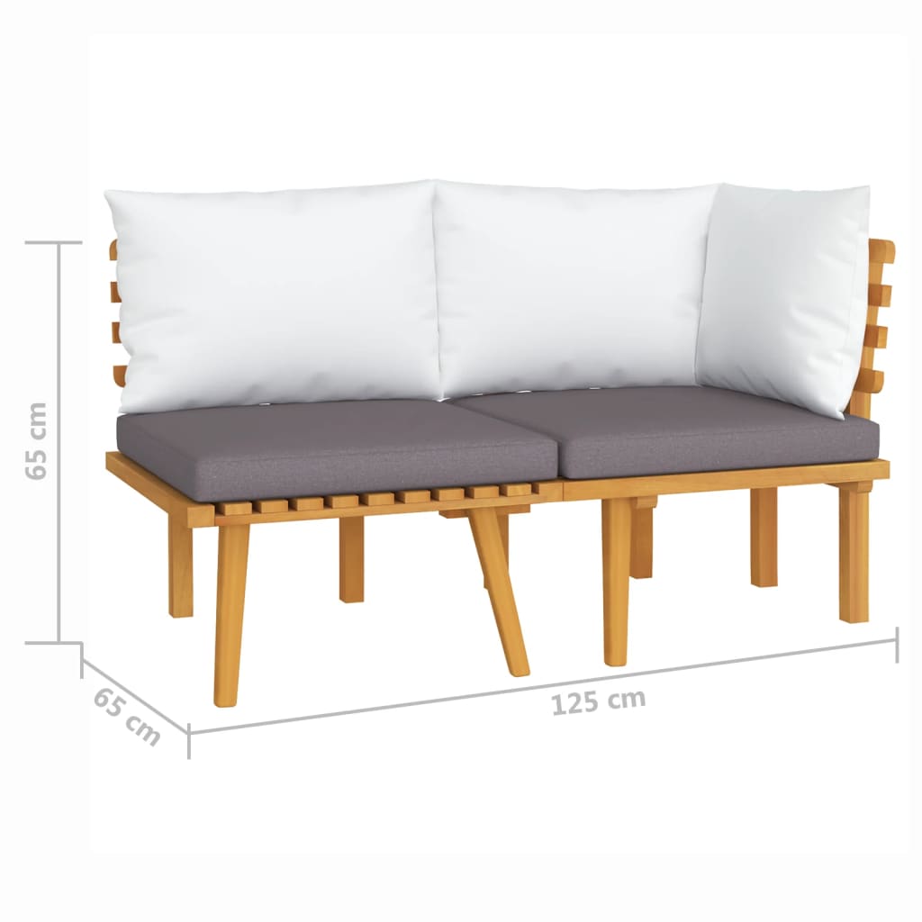 2 Piece Garden Lounge Set with Cushions Solid Acacia Wood - Newstart Furniture